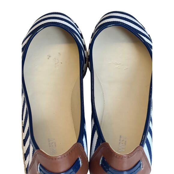 NIB Nine West Flat Espadrilles / Navy & White Striped - 8 - Picture 6 of 10